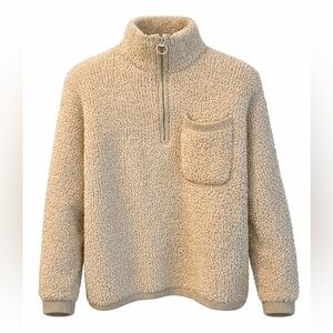 Aerie Women's Cream Sherpa Half-Zip Sweatshirt